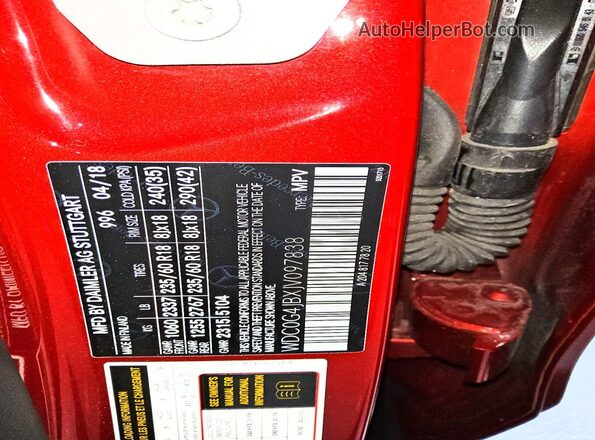 WDC0G4JBXJV097838 2018 MERCEDES-BENZ GLC-CLASS Красный Панорамный вид салона 360°