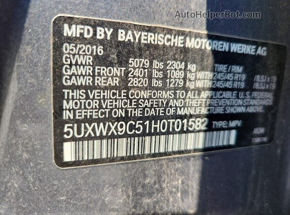 5UXWX9C51H0T01582 2017 BMW X3 Silver Vista interior de 360 grados