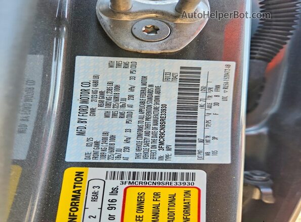 3FMCR9CN9SRE33930 2025 FORD BRONCO Gray Vista interior de 360 grados