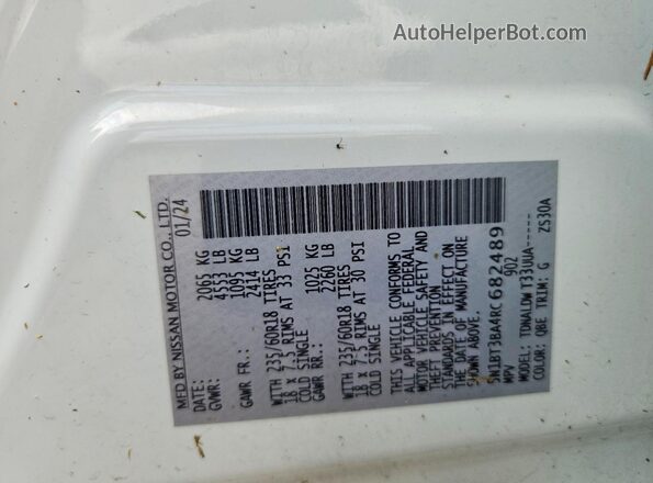 5N1BT3BA4RC682489 2024 NISSAN ROGUE White Սալոնի 360 աստիճան տեսք