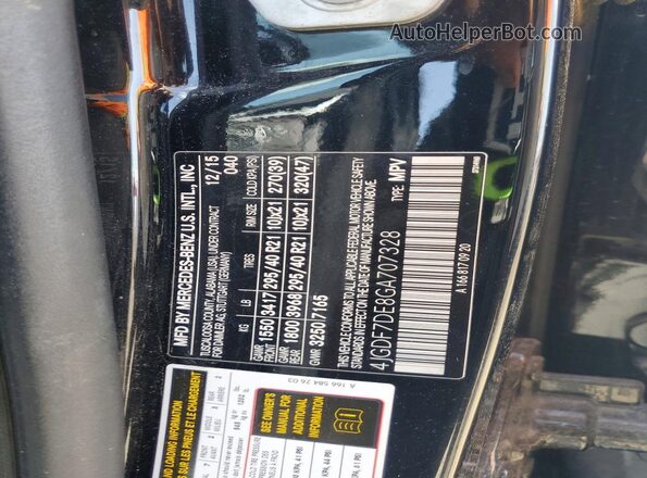 4JGDF7DE8GA707328 2016 MERCEDES-BENZ GL-CLASS Black Вид наклейки з VIN-кодом