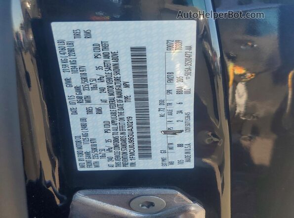 1FMCU0J95GUA30219 2016 FORD ESCAPE Black Vista interior de 360 grados