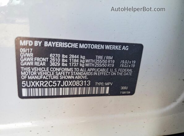 5UXKR2C57J0X08313 2018 BMW X5 White Vista interior de 360 grados