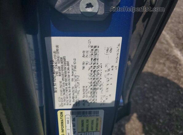 3FA6P0RU4JR247301 2018 FORD FUSION Blue VIN კოდის სტიკერის ხედი