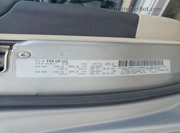 2C4RC1DG7LR182365 2020 CHRYSLER VOYAGER Silver Vista interior de 360 grados