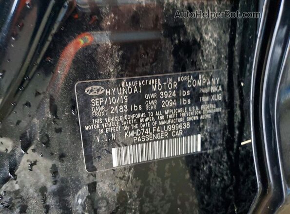 KMHD74LF4LU999638 2020 HYUNDAI ELANTRA Black VIN კოდის სტიკერის ხედი
