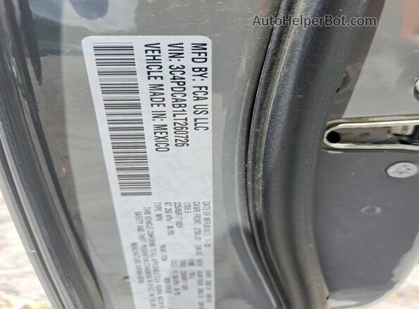 3C4PDCAB1LT260726 2020 DODGE JOURNEY Gray 360 interior view