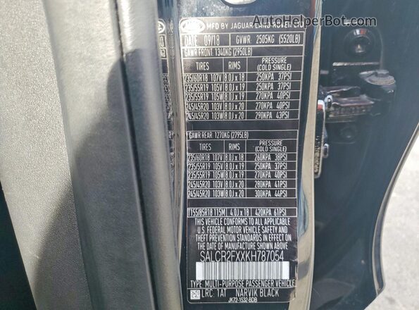 SALCR2FXXKH787054 2019 LAND ROVER DISCOVERY Black 360 interior view