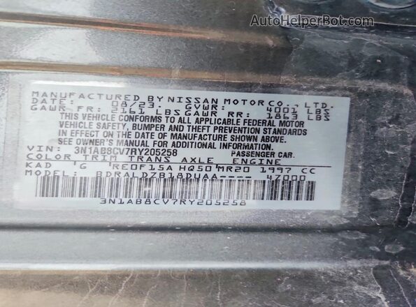 3N1AB8CV7RY205258 2024 NISSAN SENTRA Gray VIN sticker view
