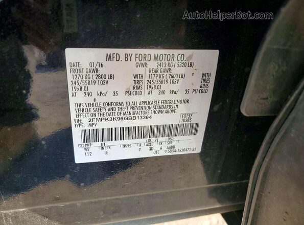 2FMPK3K96GBB13364 2016 FORD EDGE Black სალონის 360-გრადუსიანი ხედი