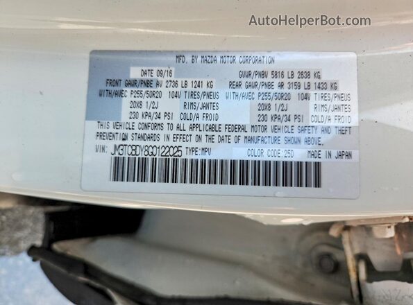 JM3TCBDY8G0122025 2016 MAZDA CX-9 White 360 interior view