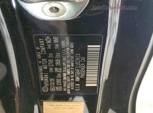 KMHTG6AF1LU029613 2020 HYUNDAI VELOSTER Black Widok naklejki z numerem VIN
