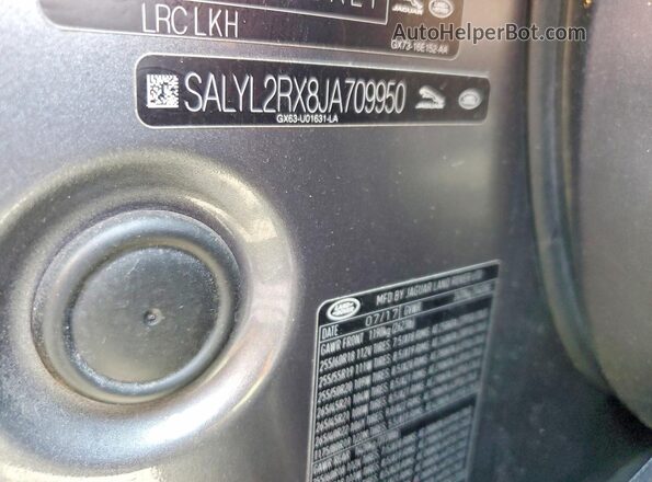SALYL2RX8JA709950 2018 LAND ROVER RANGE Серый Панорамный вид салона 360°