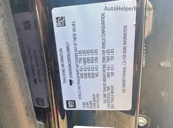 1GNSKBKD0PR149617 2023 CHEVROLET SUBURBAN Black Rear interior view