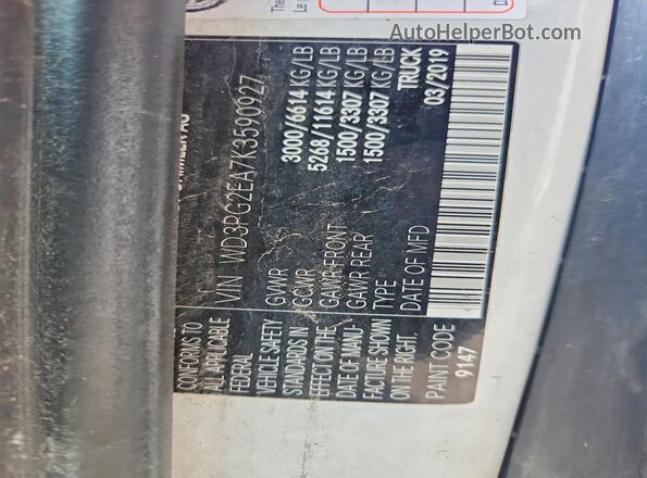 WD3PG2EA7K3590927 2019 MERCEDES-BENZ METRIS White Widok wnętrza 360 stopni