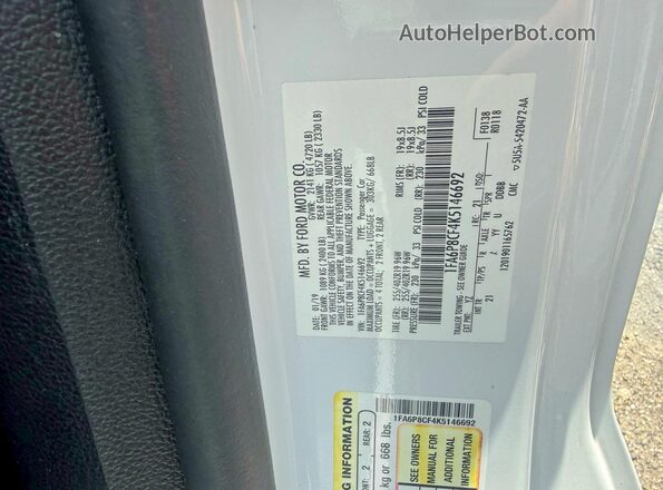 1FA6P8CF4K5146692 2019 FORD MUSTANG White Вид задньої частини салону