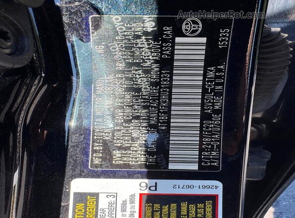 4T1BF1FK3HU318331 2017 TOYOTA CAMRY Black VIN კოდის სტიკერის ხედი