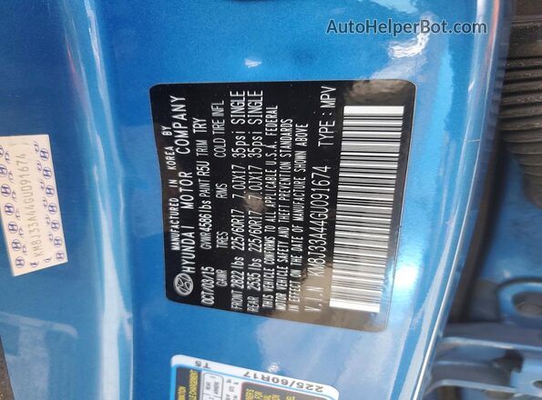 KM8J33A44GU091674 2016 HYUNDAI TUCSON Blue Vista interior de 360 grados