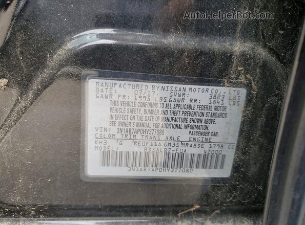 3N1AB7AP0HY377080 2017 NISSAN SENTRA Black VIN կոդի պիտակի տեսք