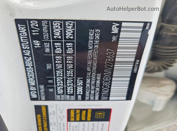 W1N0G8DBXMV278637 2021 MERCEDES-BENZ GLC-CLASS White Widok naklejki z numerem VIN