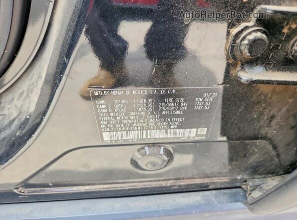 3CZRU5H35MM717353 2021 HONDA HR-V Black Панорамний вид салону 360°