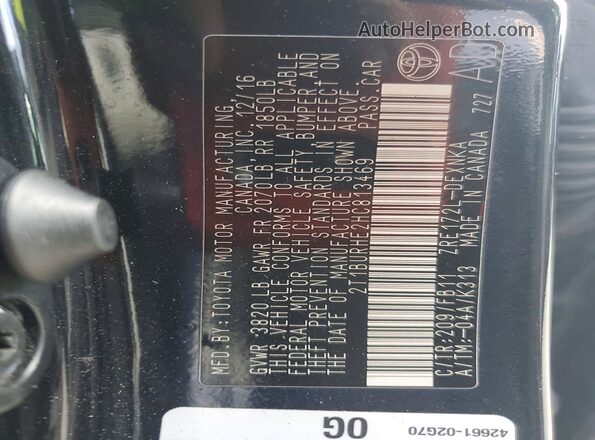 2T1BURHE2HC813469 2017 TOYOTA COROLLA Black Vista de la etiqueta del VIN