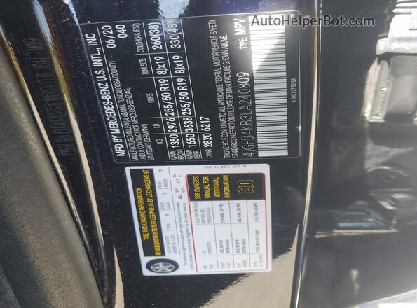 4JGFB4KB3LA240809 2020 MERCEDES-BENZ GLE-CLASS Черный Панорамный вид салона 360°