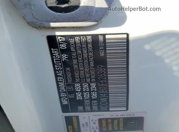 WDDWJ4JB0JF626389 2020 MERCEDES-BENZ C White Vista de la etiqueta del VIN