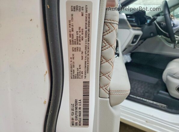 1C4RJYE61N8755991 2022 JEEP CHEROKEE White Vista interior de 360 grados