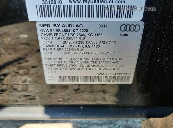 WA1JCCFS4JR007918 2018 AUDI Q3 Black Սալոնի 360 աստիճան տեսք