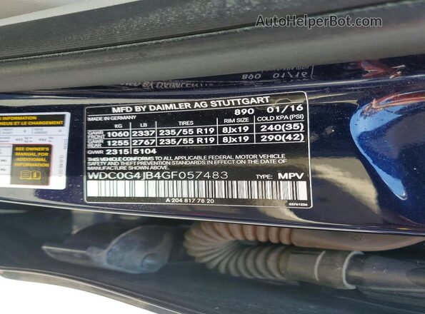WDC0G4JB4GF057483 2016 MERCEDES-BENZ GLC-CLASS Blue Vista interior de 360 grados
