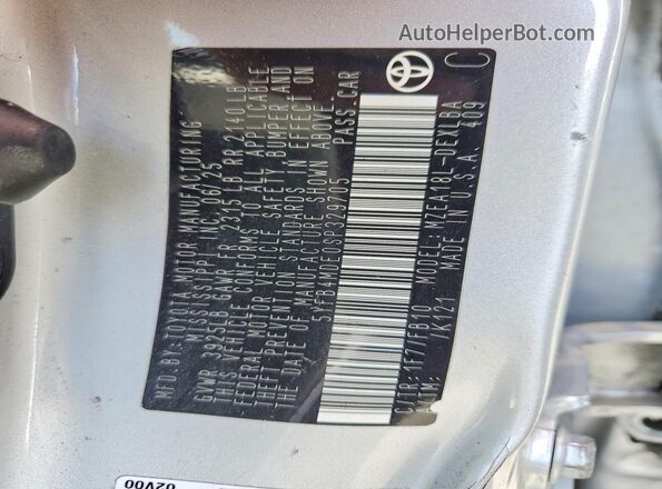 5YFB4MDE0SP329705 2025 TOYOTA COROLLA Серебряный Вид наклейки с VIN-кодом
