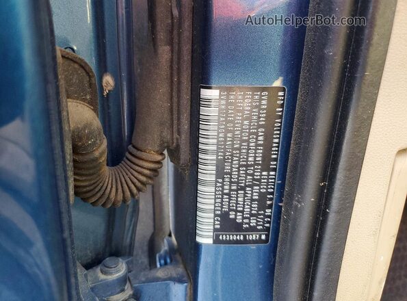 3VWH17AT9GM617144 2016 VOLKSWAGEN BEETLE Blue VIN կոդի պիտակի տեսք