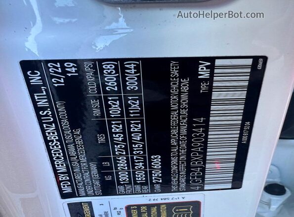 4JGFB4JBXPA903414 2023 MERCEDES-BENZ GLE-CLASS White Widok wnętrza 360 stopni