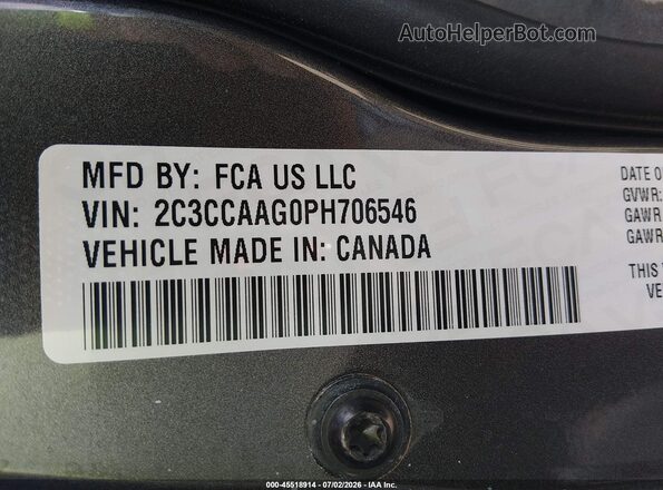 2C3CCAAG0PH706546 2023 CHRYSLER 300 Gray Vista del compartimento del motor
