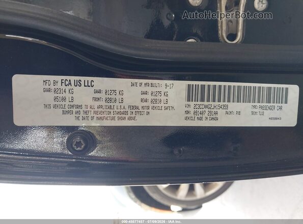 2C3CCAAG2JH154359 2018 CHRYSLER 300 Черный Вид подкапотного пространства