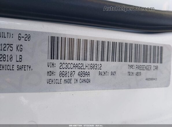 2C3CCAAG2LH160312 2020 CHRYSLER 300 White Widok komory silnika