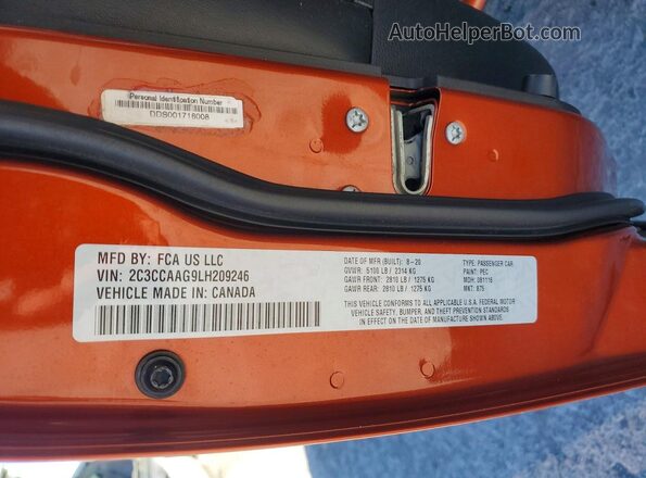 2C3CCAAG9LH209246 2020 CHRYSLER 300 Orange Вид підкапотного простору