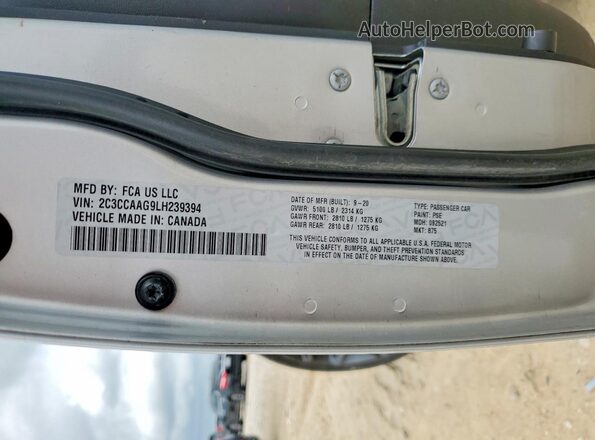 2C3CCAAG9LH239394 2020 CHRYSLER 300 Silver Vista de la etiqueta del VIN