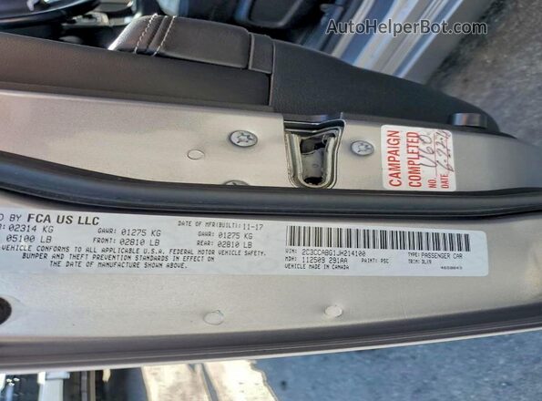 2C3CCABG1JH214100 2018 CHRYSLER 300 Silver Vista de la etiqueta del VIN