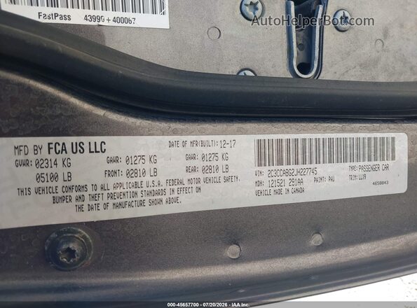2C3CCABG2JH227745 2018 CHRYSLER 300 Серый Вид подкапотного пространства