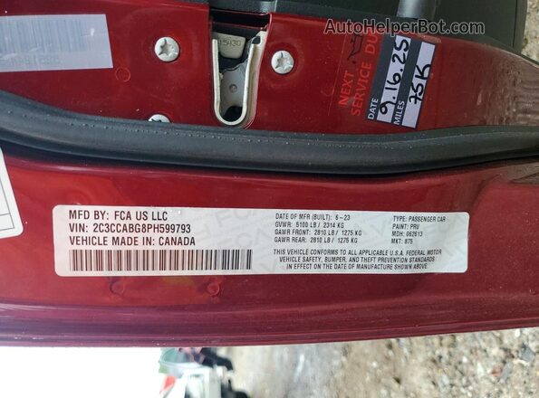 2C3CCABG8PH599793 2023 CHRYSLER 300 Red Вид підкапотного простору