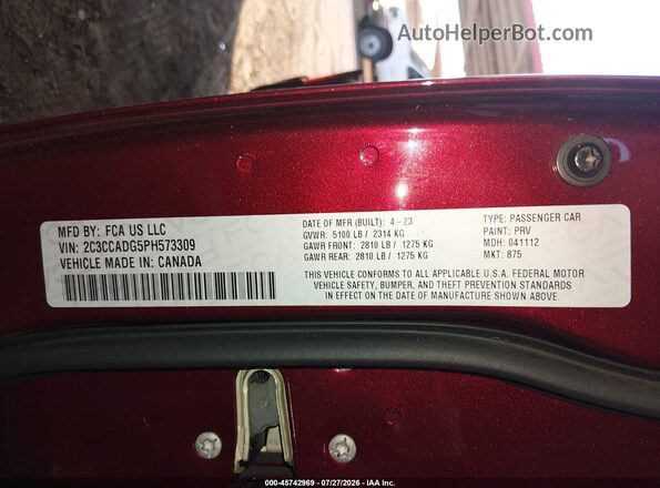 2C3CCADG5PH573309 2023 CHRYSLER 300 Red Engine compartment view