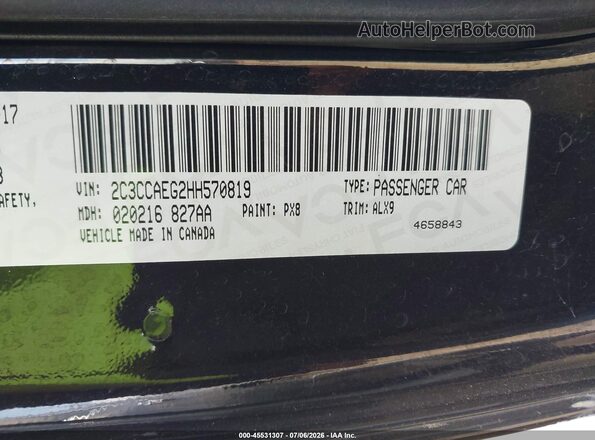2C3CCAEG2HH570819 2017 CHRYSLER 300 Black Вид підкапотного простору