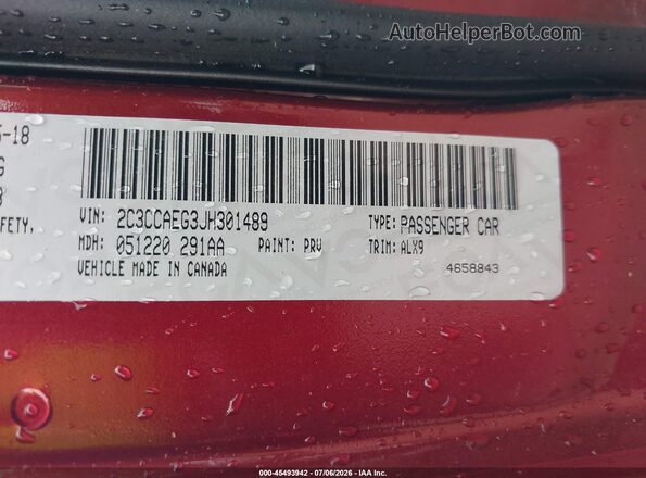 2C3CCAEG3JH301489 2018 CHRYSLER 300 Бордовый Вид подкапотного пространства