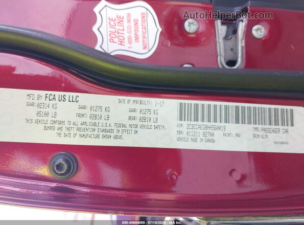 2C3CCAEG8HH560019 2017 CHRYSLER 300 Burgundy Widok komory silnika
