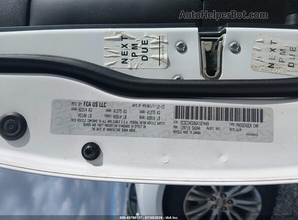 2C3CCAEG9GH167449 2016 CHRYSLER 300 White Շարժիչի բաժամունքի տեսք
