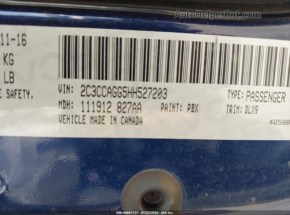 2C3CCAGG5HH527203 2017 CHRYSLER 300 Blue Շարժիչի բաժամունքի տեսք