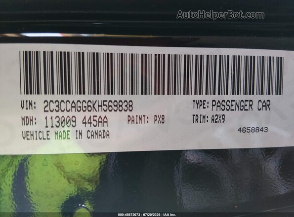 2C3CCAGG6KH569838 2019 CHRYSLER 300 Black Вид підкапотного простору