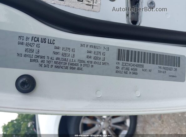 2C3CCAKG4KH689998 2019 CHRYSLER 300 White ძრავის განყოფილების ხედი